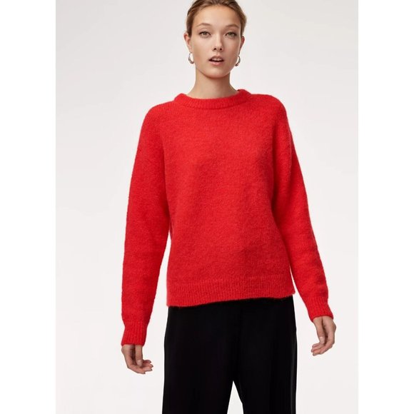 Aritzia BABATON Calvin Camel Tan Mohair Alpaca Knit Crew Neck Sweater, Size M - Picture 13 of 16